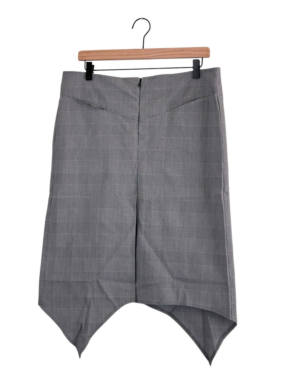 Bebe | Y2K 2000’s stretch houndstooth plaid checkered asymmetrical midi skirt 12